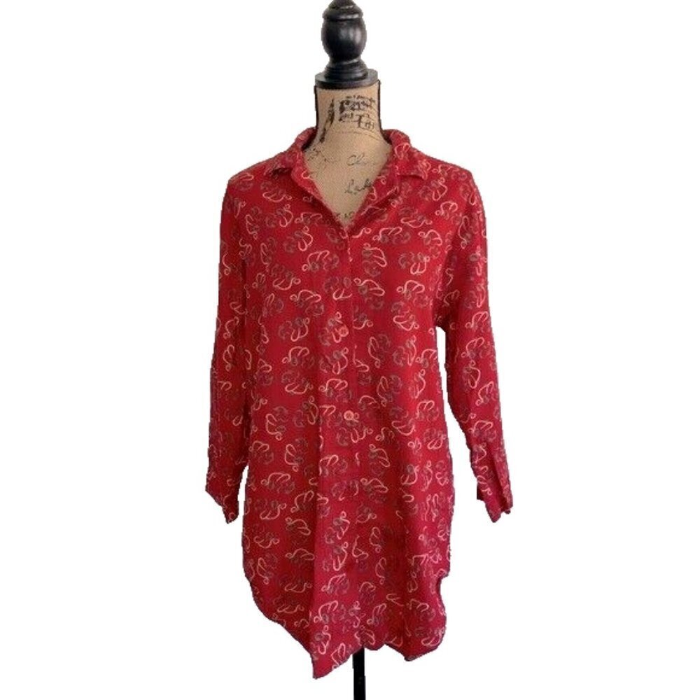 Walt Disney World Sleepwear Flannel Nightshirt Size S/M Gown Red Multicolor